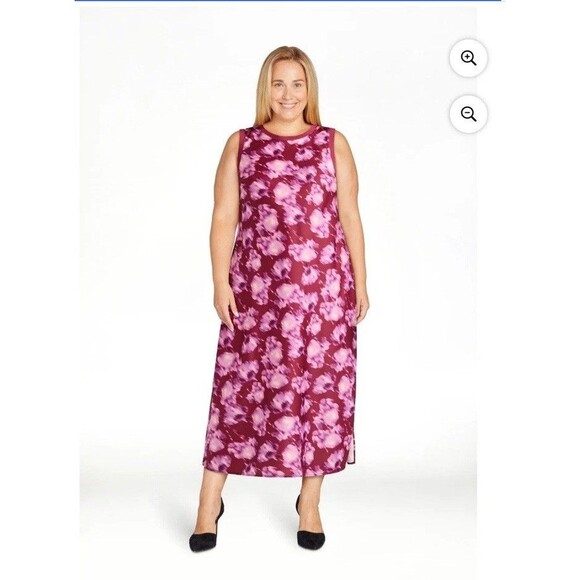 Scoop Women’s Size XL Bodycon Bias Cut Burgundy Floral Sleeveless Modest Dress - Picture 1 of 9